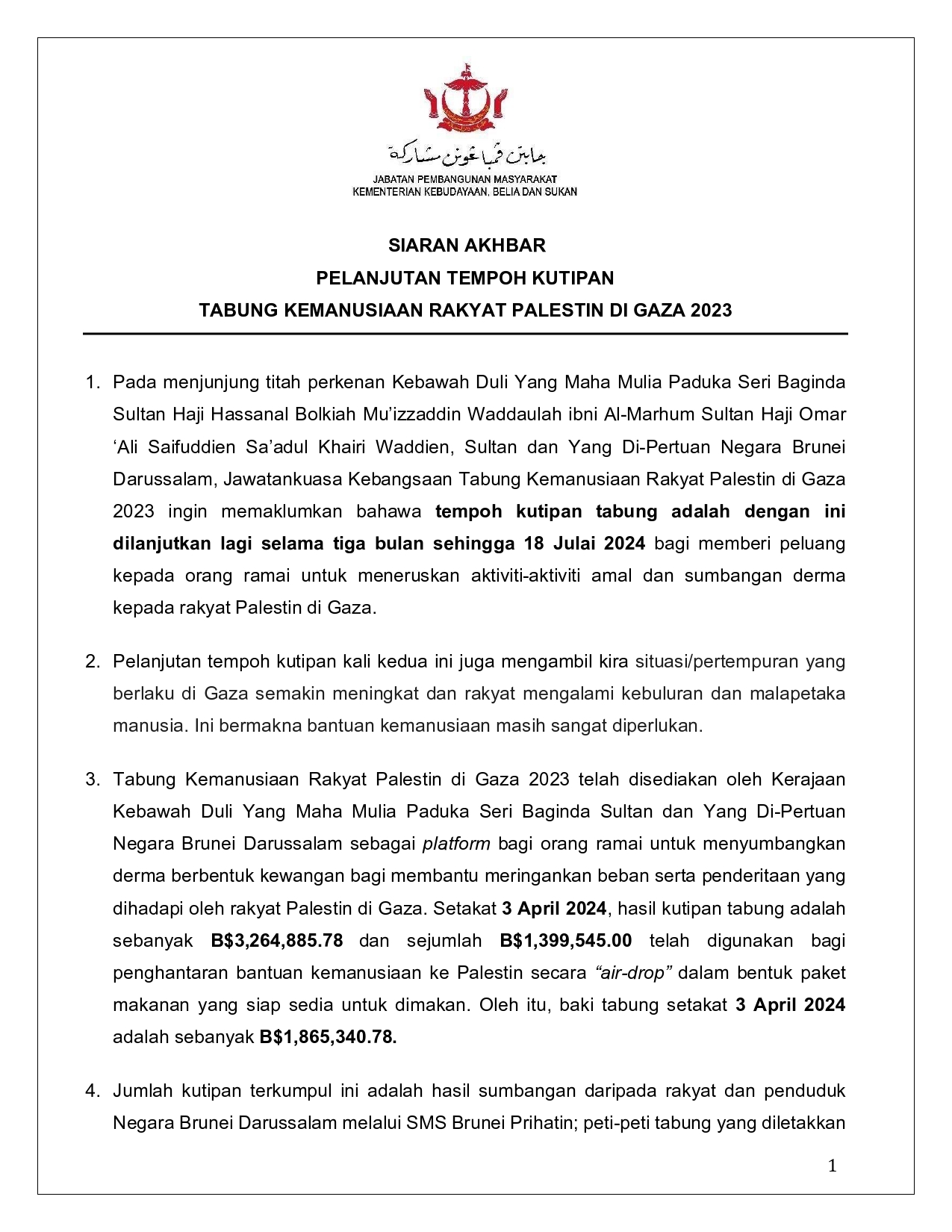 [FINAL] Siaran Akhbar PERLANJUTAN Tabung Palestin 2023 docx_page-0001.jpg
